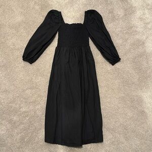 Black Linen Long Sleeve Dress